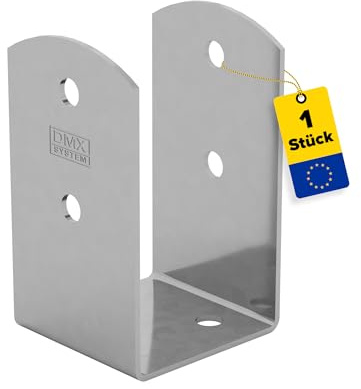 GRUNDLINE Support de poteau en U à visser - Ancrage de poteau 90x90 - Support de poteau - Profil U en acier - Ancrage au sol pour poteaux en bois - Sabots de poteau - Pied de poteau de clôture - Sabot