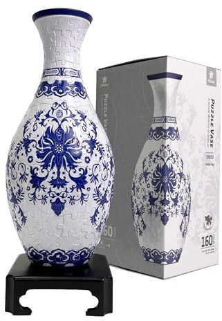 Pintoo 3D Pusselvas – En Unik Blomvas som Du Bygger Själv | 160 Bitar | Perfekt som Gåva eller Inredning [S1032] (Klassisk, Indigo Age)