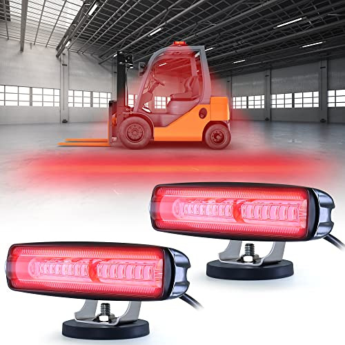 eTzone New Magnets LED Forklift Lights 2 Pack Warehouse Warning Lights Truck Safety Lights Red Side Zone Warning Lights (30W, DC 10-110V)
