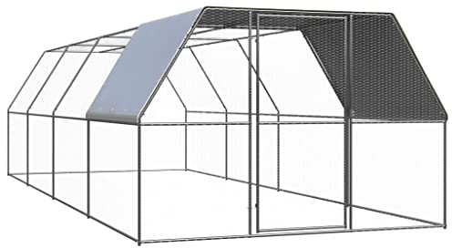 WIFESE Outdoor-Hühnerkäfig 3x8x2 m Verzinkter Stahl Hühnerstall Voliere Kleintierstall Freilaufgehege Hühner Kleintiergehege für Hühner Hennen Enten und Andere Kleintiere Praktische & Geräumige