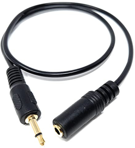 DRUT 50cm short 3.5mm Mono Jack to 3.5mm Socket Extension Cable Gold | Connectors, Male Plug to Female Socket 1.6ft