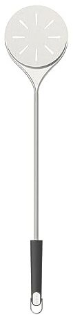 Everdure Pala girevole per pizza in acciaio inox, diametro 16,5 cm, manico lungo, antiaderente, leggero, design perforato, essenziale per proprietari di forni per pizza, chef, cuochi, panettieri
