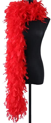 2 Stück Flauschige Künstliche Federboa 6,56 Ft Rot/schwarz Truthahnfedern Boa Kunstfellschal für Bastelarbeiten, Hochzeiten, Partys, Verkleiden, Halloween, Kostümdekoration(Rot)