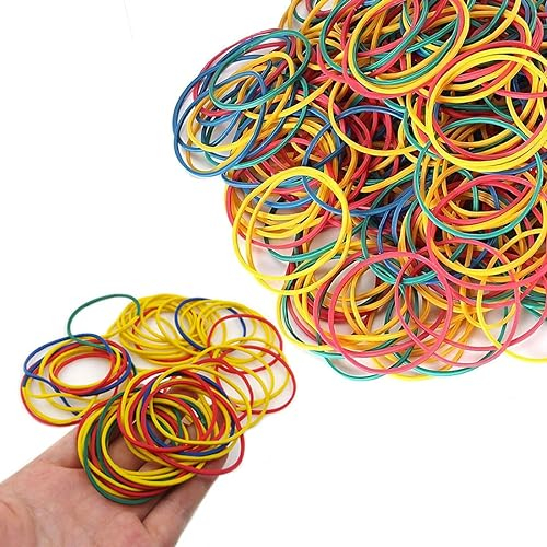 JOCXZI Elastiques caoutchouc colorées - 200Pcs (Ø38mm + Ø50mm) Bandes élastiques naturelles solides pour classeurs et dossiers en élastique Pour l'école la maison le bureau l'artisanat industriel