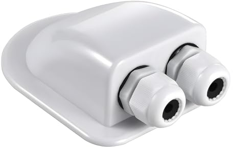 CGEAMDY Caja De Techo Solar De Cable Doble, IP68 Impermeable Solar Cable Entrada, Placa Entrada De Cable Solar Doble ABS, Glándula Techo para Caravana, para Paneles Solares, Camping(Blanco)