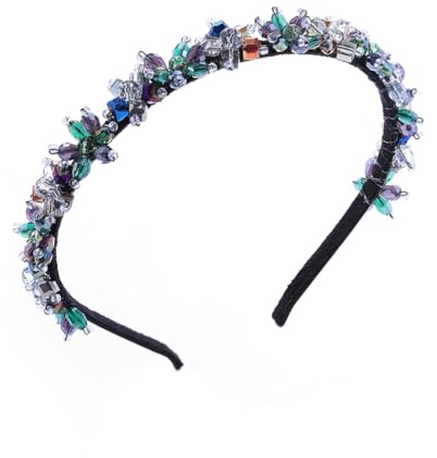 IYOU Vintage Strass Stirnbänder Glitzernde Kristall Schwarz Haarbänder Blume Prom Party Haarschmuck für Frauen und Mädchen