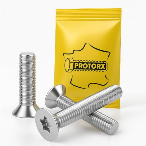 Vis Torx Tete Fraisee M5 x 30mm : 50 Pcs pour Rondelles Metal Ecrou | Vis Inox Torx Acier A2 | Tete Cylindrique Fraisee Anti-Rouille - DIN 965 | PROTORX