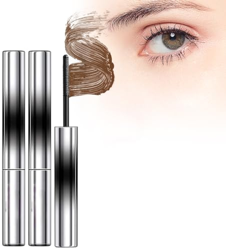 Mascara, Kaloufan 2PCS 3D Curling Iron Mascara, bristle-free mascara, washable extra slim metal, Curling Iron (brown)
