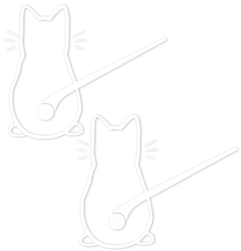 Katze Wischer Aufkleber, 2 Stück Autoaufkleber Lustige Katze, Cartoon Kätzchen Sticker Wassdichte Autoaufkleber Lustige Autoaufkleber Autosticker Selbstklebende Cat Aufkleber Fenstersticker, Weiß