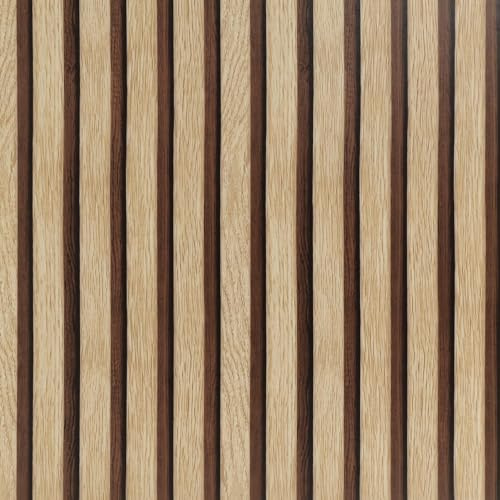 Ray-Velocity Tapete Selbstklebend Holzgitter Braun Tapete Holzwand 3D Effekt Wasserdicht Vinyl Klebefolie Möbelfolie Dekorfolie für Wohnzimmer Küche Heimdekoration (Holzgitter Braun, 5M)