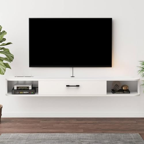 Mensola per TV galleggiante in legno, mensola per TV a parete, mobile per TV a parete, mobile con porta TV, mobile da parete, mobile da parete, mobile per TV e TV