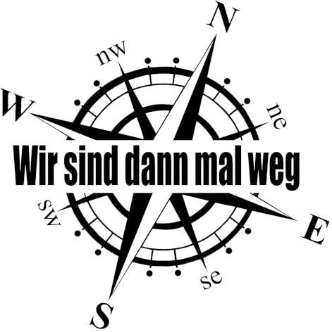 Rakelfix Wir sind dann mal Weg Kompass Aufkleber Wohnwagen Wohnmobil Sticker Womi Truck Kompassrose Lustiger Spass Autoaufkleber