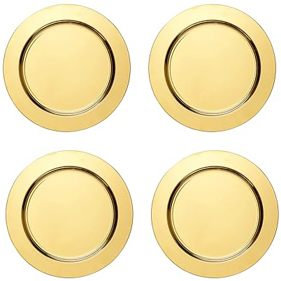ECHTWERK 4-teiliges Platzteller/Servierteller Set Shiny aus hochwertigem Edelstahl, Gold-Edition, Ø 33,2 cm