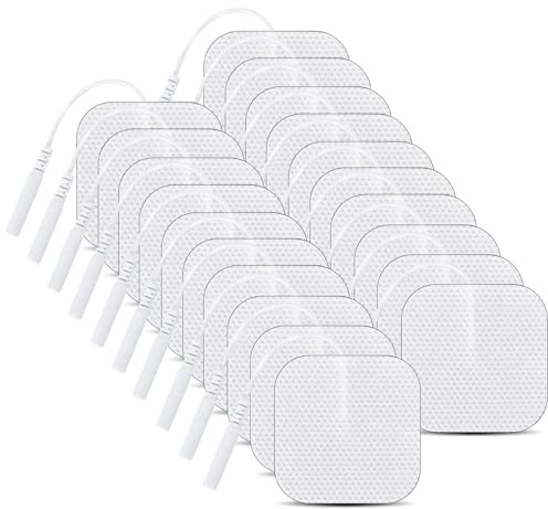 20 Stück Elektroden Pads 4x4cm Selbstklebende Elektroden Tens Gerät Wiederverwendbar Schmerztherapie für Tens Akupunktur Digita Therapie Maschinen Massagegerät Linderung von Muskel, Gelenkschmerzen
