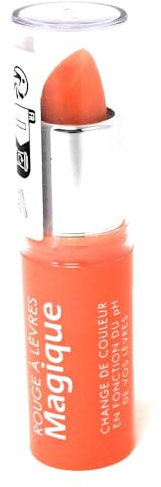 Rouge à Lèvres Magique Vegan et Naturel couleur Orange, devient plus ou moins rose selon le PH des lèvres
