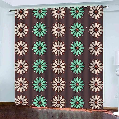 Vorhang Blickdicht Gardinen Mit Ösen - 2 Stücke 140(B) X 160(H) cm Verdunklungsvorhänge 3D Bunte Abstrakte Blumen Muster Thermovorhang Für Kinderzimmer Schlafzimmer Weihnachtsgardinen-57291181329411