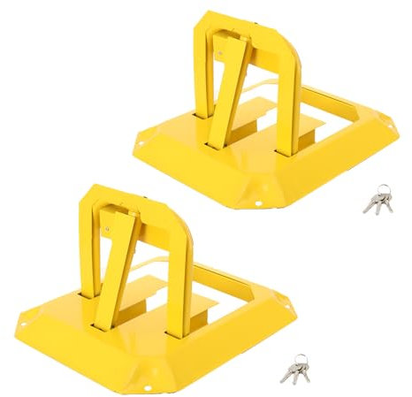 ECUTEE Bloccaggio Parcheggio 2 pezzi Barriera Parcheggio con 6 Chiavi, Paletti di Parcheggio Pieghevoli, Serratura Universale per Parcheggio in Garagee Vialetto Parcheggi