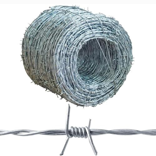 Taggtrådsstängsel, galvaniserad ståltråd, taggar idealiska för avskräckning, hemsäkerhet och djurstängsel,2mm,150m(492ft)