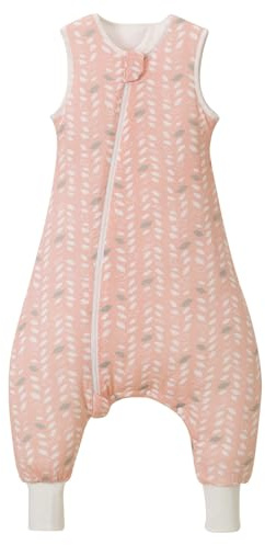 Nivolltha Super Soft Winter Baby Schlafsack mit Füßen 2.5 TOG, 100% Baumwolle Warmer Schlafsack mit Beinen für Kleinkinder, Feder, Größe L