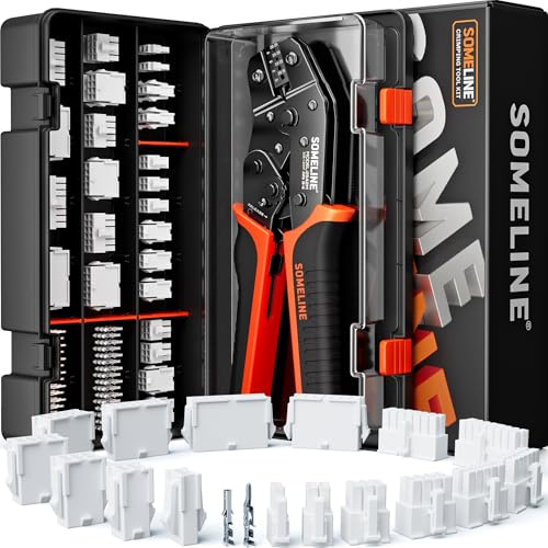 SOMELINE Crimptång kontaktset, 18 typer 2–16-polig mini-Fit Jr 4,2 mm kontakt med stift 24–16 AW/0,25–1,5 mm², pressområde 0,05–1,5 mm², kompatibel med Molex, Dupont, KF2510