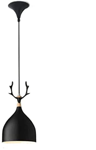 Lámpara colgante, moderna y sencilla lámpara de araña de una sola cabeza, con astas creativas, lámpara colgante para restaurante, bar, dormitorio, mesita de noche, decorar lámparas suspendidas (negro)