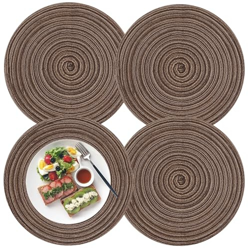 4 Pezzi Tovaglietta Rotonda Intrecciata,Diametro 30cm Lavabile Grande Tovagliette Intrecciate,Tovaglietta Rotonda con Sensazione,Tovagliette Rotonde Intrecciate Lavabili per Famiglie,Ristoranti,Hotel