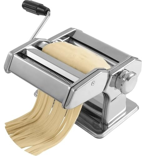 Máquina de pasta - Máquina manual de fideos de acero con 9 ajustes de grosor ajustables para pasta fresca y espaguetis