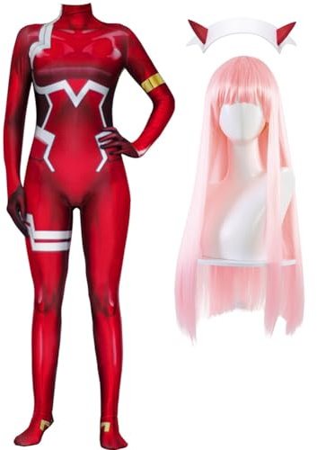 02/Zero Two - Disfraz de cosplay Zero Two para niñas y mujeres, anime 02, uniforme rojo para Halloween, fiesta de carnaval