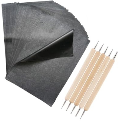 GALPADA Graphit Kohlepapier Transferpapier mit Schwarzem Durchschlagpapier und Werkzeugen Praktisches Zeichentransferpapier für Kunst Handwerk Holz und Bürogebrauch