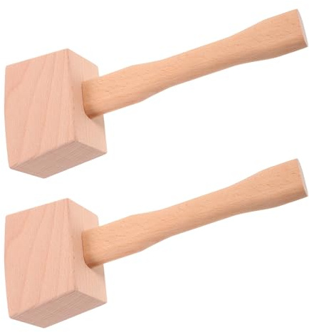 OUNONA 2 pezzi Martello Falegname in Legno di Faggio Solido con Manico Ergonomico per Lavori di Falegnameria Schiacciaghiaccio Manuale per Cocktail e Uso in Cucina
