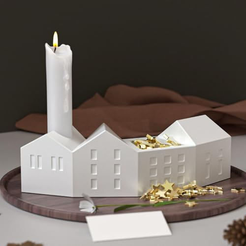 Silikonformen Gießformen Weihnachten, 3D Silikonform Haus Silikonform Weihnachten Kerzenhalter Gießform Häuser Gipsformen Zum Gießen Silikonformen Häuser Gießformen Silikon Weihnachten für DIY (A)
