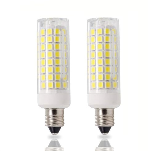 SENAXTD E11 Mini Candelabra led,Dimmable 8W,80W Halogen Bulb Replacement,E11 Led Bulb,800LM,AC110V-130V,JD T3/T4,White 6000k,for Indoor Decorative Lighting(2 Packs)