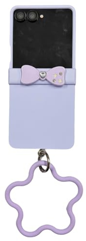 Casevita 3D Custodia Compatibile con Samsung Z Flip 7 con Silicone Cordino Catena, Protezione Cerniera, Kawaii Design Carino per Donne, Case Custodia per Z Flip 7