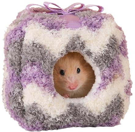 Hamsterhus – plysch-sovbo, mjuk livsrum, söt skydd för små djur, mysig varm design | -viloplats inomhus och utomhus för chinchillakuss, fåglar