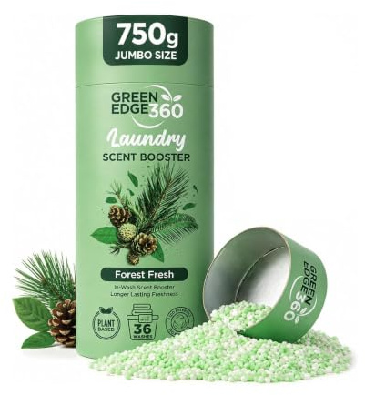 Green Edge 360 Long Lasting in Wash Scent Booster Beads 750g Premium Natural Laundry Perfume Plastic Free Scent Beads Biodegradable Eco Friendly (Forest Fresh)