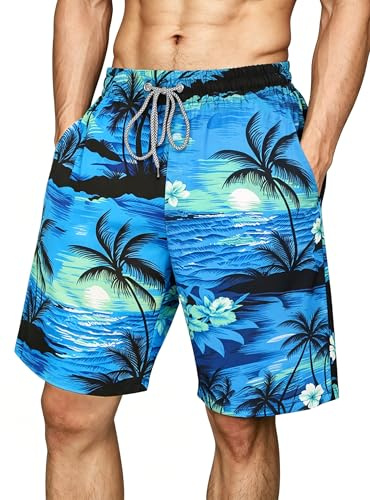 Gavliuu Men's Swim Trunks Hawaiian Board Shorts Quick Dry Mesh Lining | Soft, breathable,lightweight,adjustable drawstring, pockets, no fade, ideal for beach, swim, pool, vacation, S-4XL