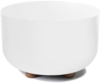 LAMELA Pot de Fleurs Rond sur Pieds - Plastique Robuste - Ø 27 cm x H 17 cm, 7,4 L - Résistant et Facile d'entretien - Intérieur et Extérieur - Blanc | Résistant aux UV et au gel, design minimaliste épuré - pour l'intérieur et l'extérieur, un élément décoratif toute l'année