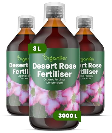Fertilizante Líquido Orgánico 3x1L Para Rosa Del Desierto – Hojas Sanas Y Flores Lujosas – Organifer
