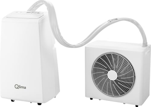 Qlima QsplitFlex Mobile Split Klimaanlage 3,5 kW - 12000 BTU - 1100 W (Kühlen) & 1200 W (Heizen) - Ohne feste Installation - Split-System mit Außeneinheit - Kühlen & Heizen - Leise & Energieeffizient