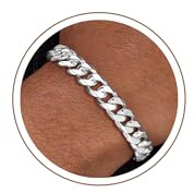 SLOONG 925 Silber Über Armbänder Herren-7mm/9mm/11mm Cuban Link Armband | Diamant Cut Silber Armbänder für Freund und Ehemann