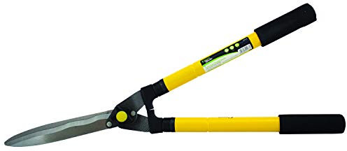 Green Blade 1x Yellow 33.5-55.5cm Carbon Steel Telescopic Hedge Shears - Garden Gardening Grass Lawn Pruning Hand Scissors Cutter Trimmer Tools