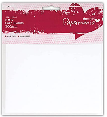 Papermania 6 x 6-inch 300 GSM Card Blanks and Envelopes, Pack of 10, White