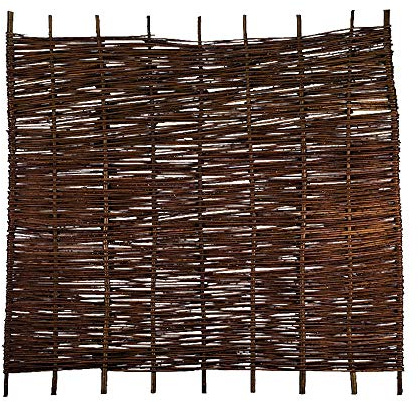 Moderne Weidenzaun/Weidengeflecht-Zaun im Maß 180 x 180 cm (Breite x Höhe) aus einen stabilen Weide/Haselnuss Geflecht aus der Sichtschutz-Zaun Serie Lech