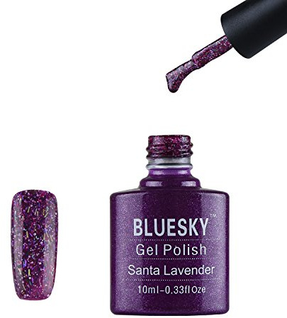 Bluesky Gel Nail Polish, Santa Lavender Ks3291, Dark Purple Glitter, Long Lasting, Chip Resistant, 10 ml (Requires Drying Under UV LED Lamp)