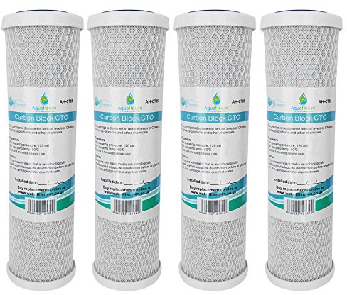 4X AH-CTO5 10 Coconut Shell Carbon Block Water Filter Cartridge for Reverse Osmosis System, Drinking Water