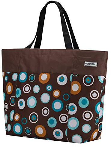 anndora XXL Strandtasche 40 Liter – große Badetasche mit Reißverschluss & Zusatzfächern – faltbarer Shopper für Strand, Schwimmbad, Sauna & Einkaufen (Braun Hellblau)