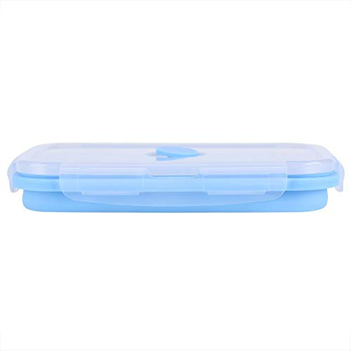 800 ml Box Lunchbox Matbehållare Matkvalitets silikon vikbar bärbar fällbar skål fällbar säker och hälsosam matförvaringsbehållare (ljusblå)