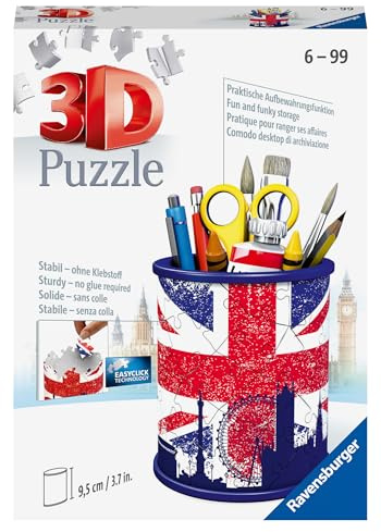 Ravensburger 3D Puzzle 11153 - Utensilo Union Jack - Stiftehalter - Organizer für Schreibtisch - ab 6 Jahren