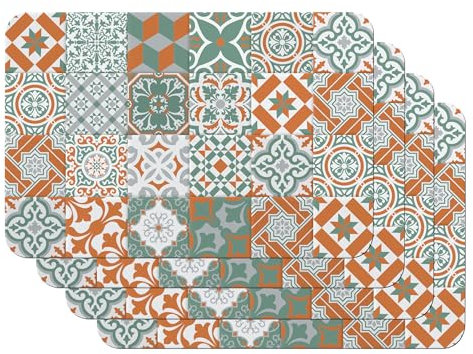 Venilia 59117 Rewind Brick - Juego de manteles Individuales para Comedor (4 Unidades, Polipropileno, 45 x 30 cm, 4 Unidades), Multicolor