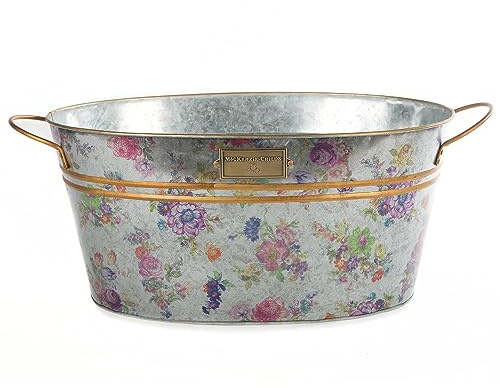 MACKENZIE-CHILDS Galvanized Beverage Bucket, Decorative Outdoor Galvanized Tub, Flower Market